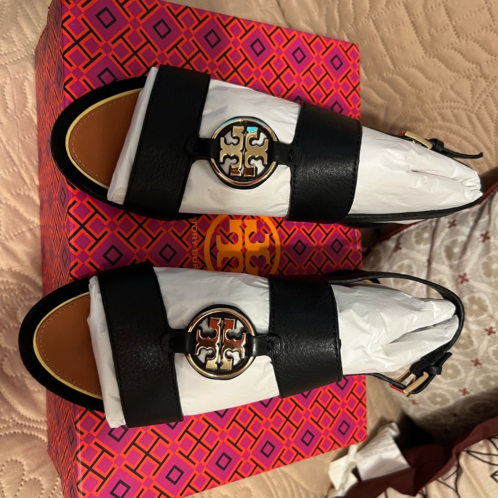 Tory Burch Black Leather Sandals